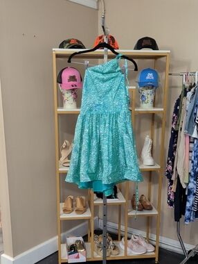 Sparkling Teal One-Shoulder Formal Dress